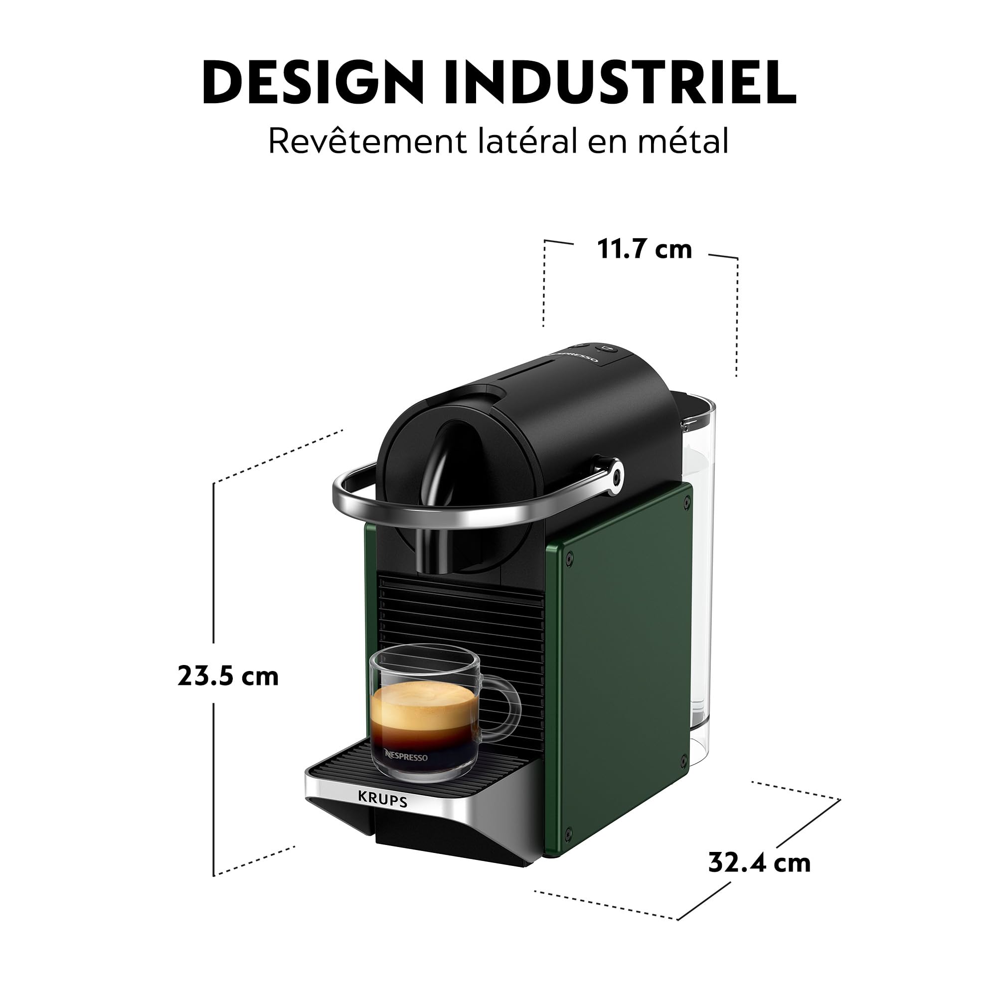Pixie – Machine à Café Compacte, Vert Foncé